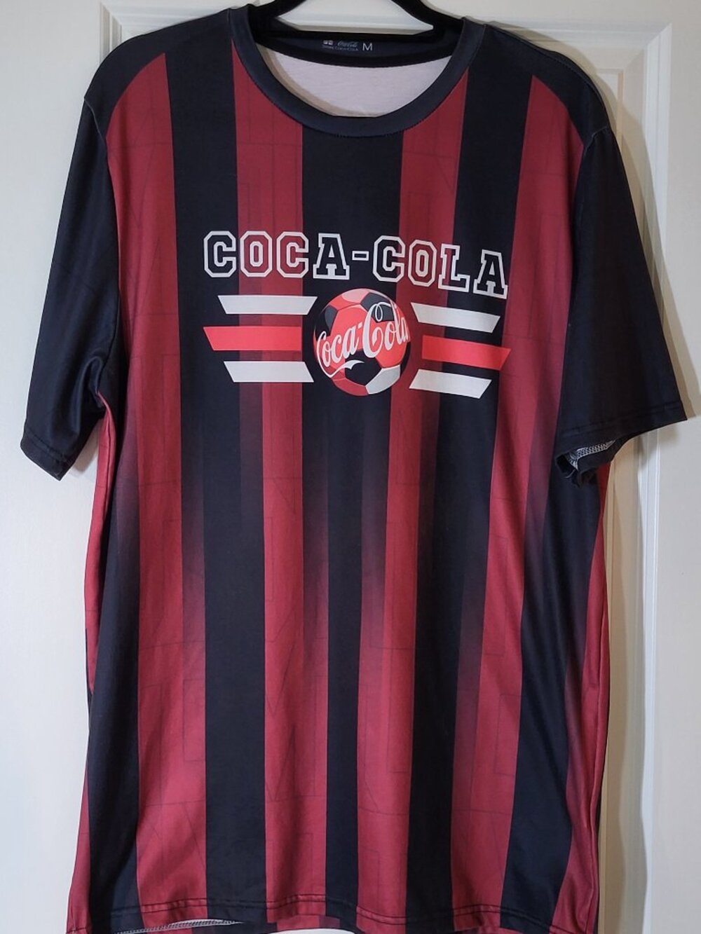 FIFA Coca Cola Swire Soccer Jersey #26 Size Medium Red/Black Striped Unisex